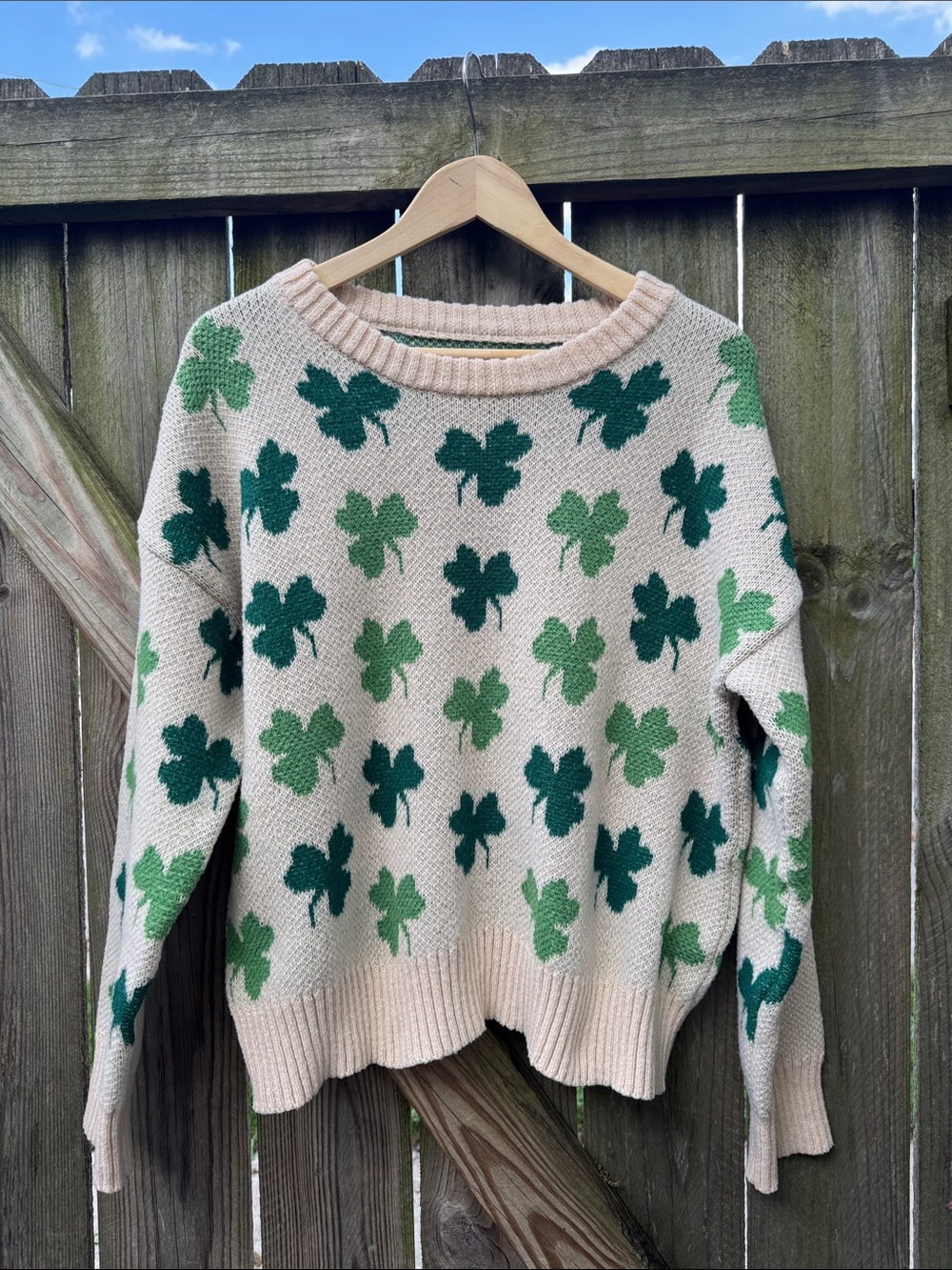 Beige Shamrock Sweater